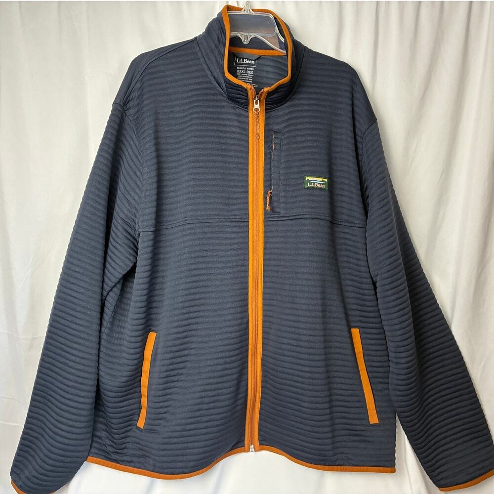 LL Bean Airlight Knit Full Zip Jacket Mens XXXL Blue Orange Lightweight Outdoor